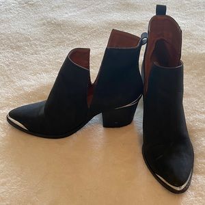 Western Style Black Booties with Side Slit